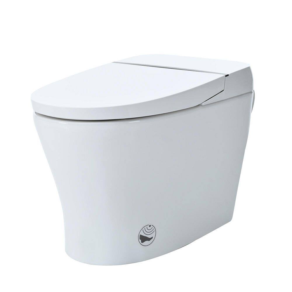 Compact 1-Piece 1/1.28 GPF Dual Flush Round Smart Toilet with Adjustable Te