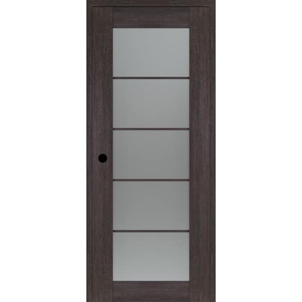 Avon 5 Lite N DIY-Friendly 32 in. х 80 in. Right Frosted Glass Veralinga Oak Composite Single Prehung Interior Door