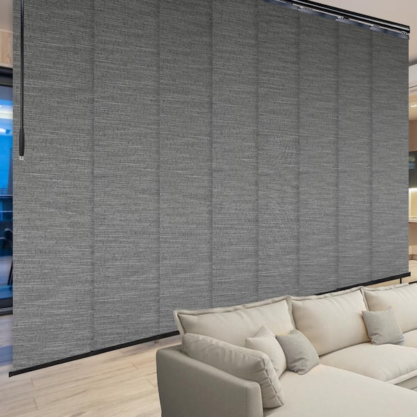 EMOH Heather 130 in. - 175 in. W x 116 in. L Adjustable 8-Panel Black Double Rail Panel Track with 23.5 in. Slates