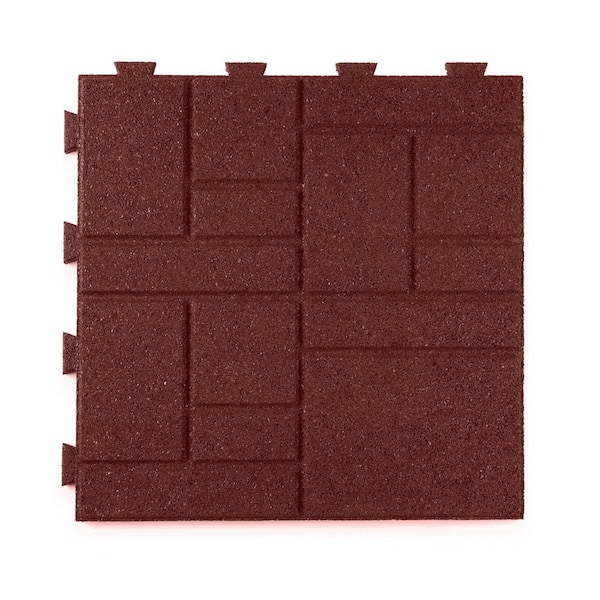 16 in. x 16 in. x 5/8 in. Red Square Scape SmartLoc Rubber Paver (75-Pack)