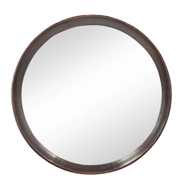 Vynxaria Brown 20 in. W x 20 in. H Transitional Mango Wood Wall Mirror with Solid Frame for Bathroom and Entryway Console
