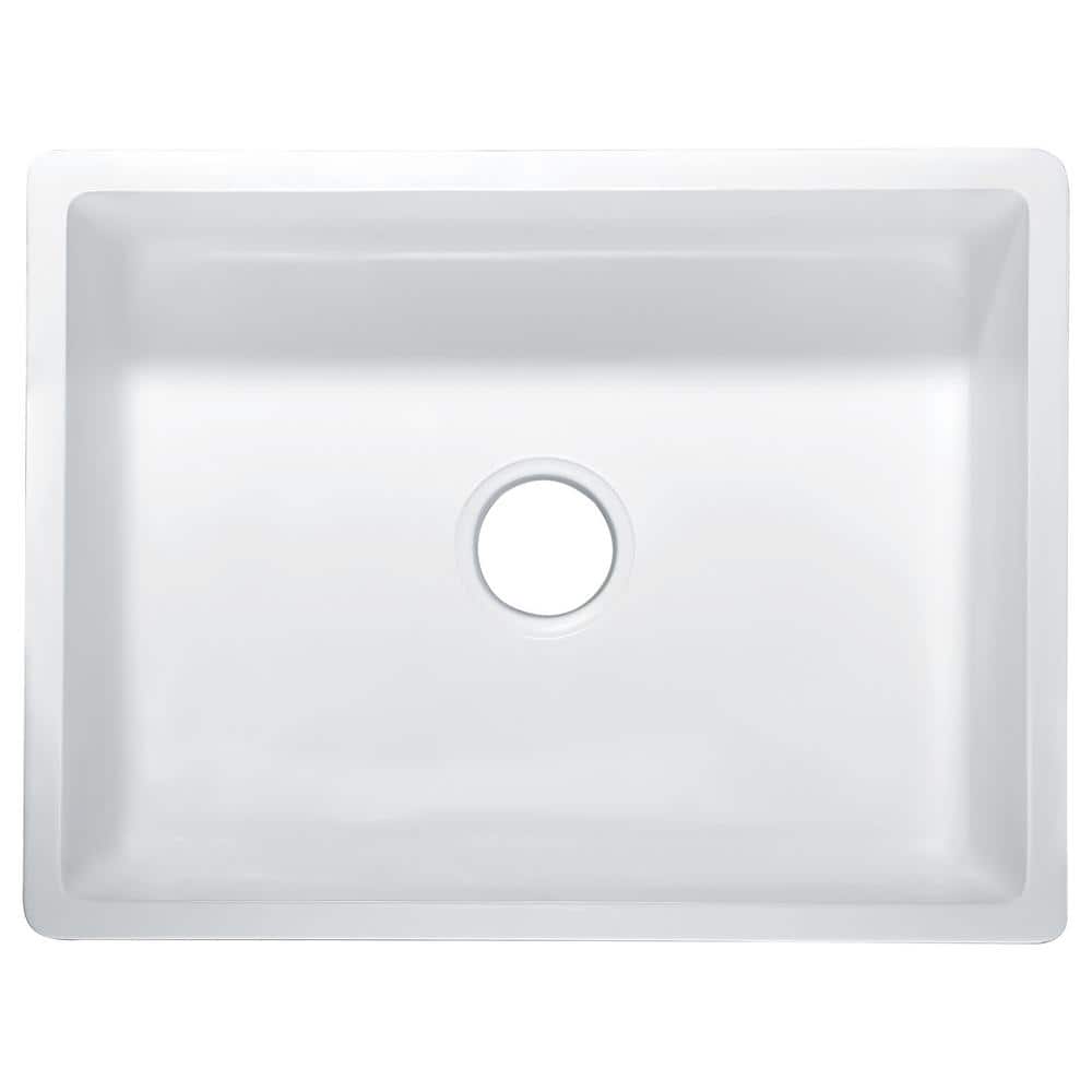 Glossy White Stone Single Bowl Farmhouse Kitchen Sink