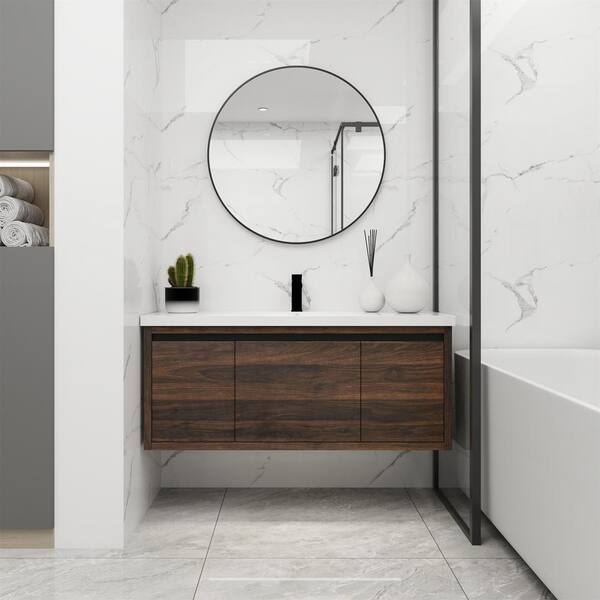 Floating Bathroom Storage Cabinet With Sliding Doors, Vanity