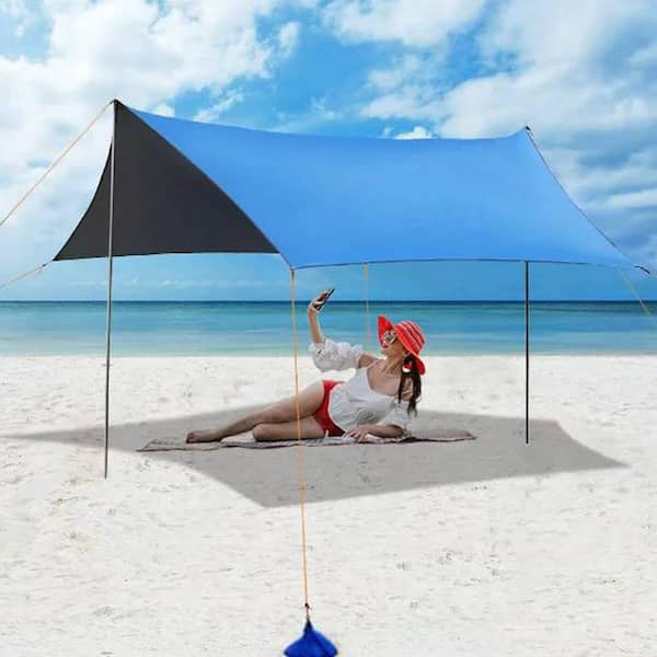 Beach Tent Nautical Blue Beach Shade UPF50+ Beach Shelter Sun