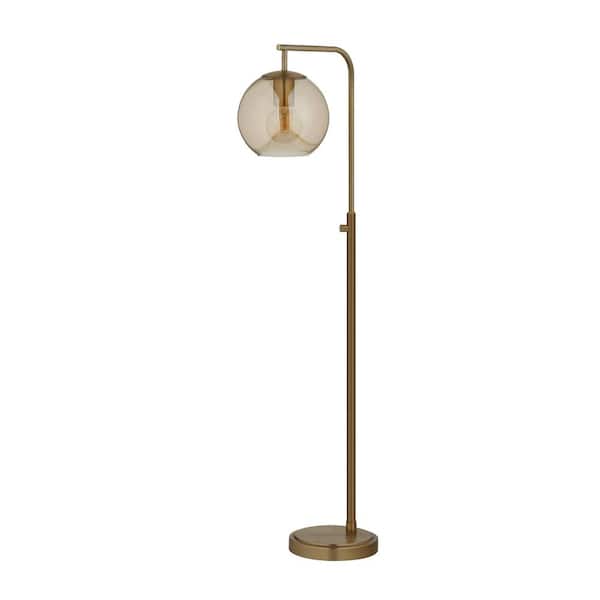 Light Antique Brass Pendant Floor Lamp, Brushed Gold Floor Lamp