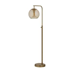 Globe 58.5 in. 1-Light Antique Brass Pendant Floor Lamp