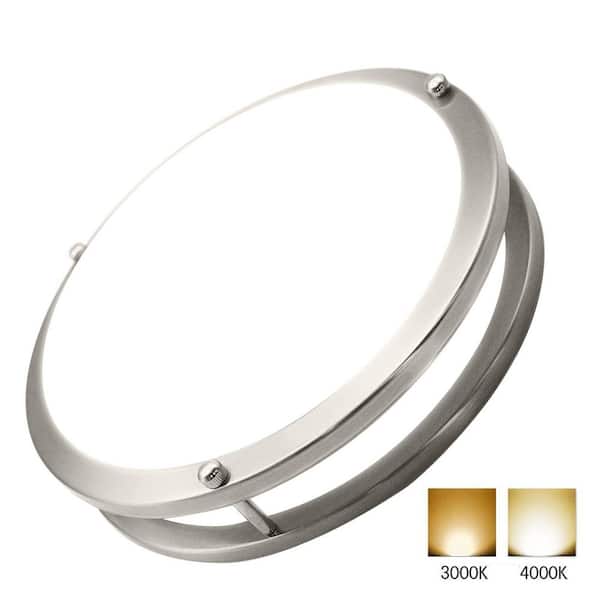 12 in. Brushed Nickel Dimmable 3000K Warm White LED Flush Mount Light Fixture