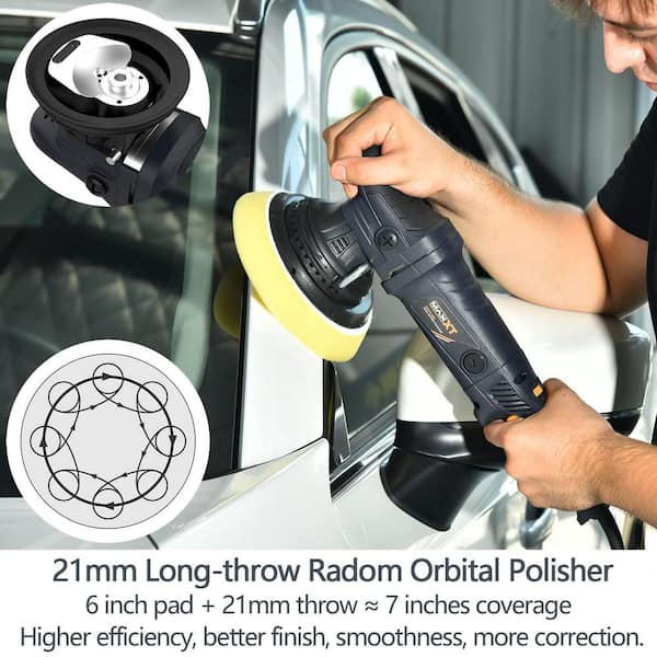 10 Amp Corded 6 in. Orbital Polisher 6 Variable Speeds with 4-Polishing Pad