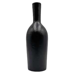 12 in. Decorative Metal Bottle in Black