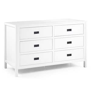 57-in. Classic Solid Wood 6-Drawer Dresser - White