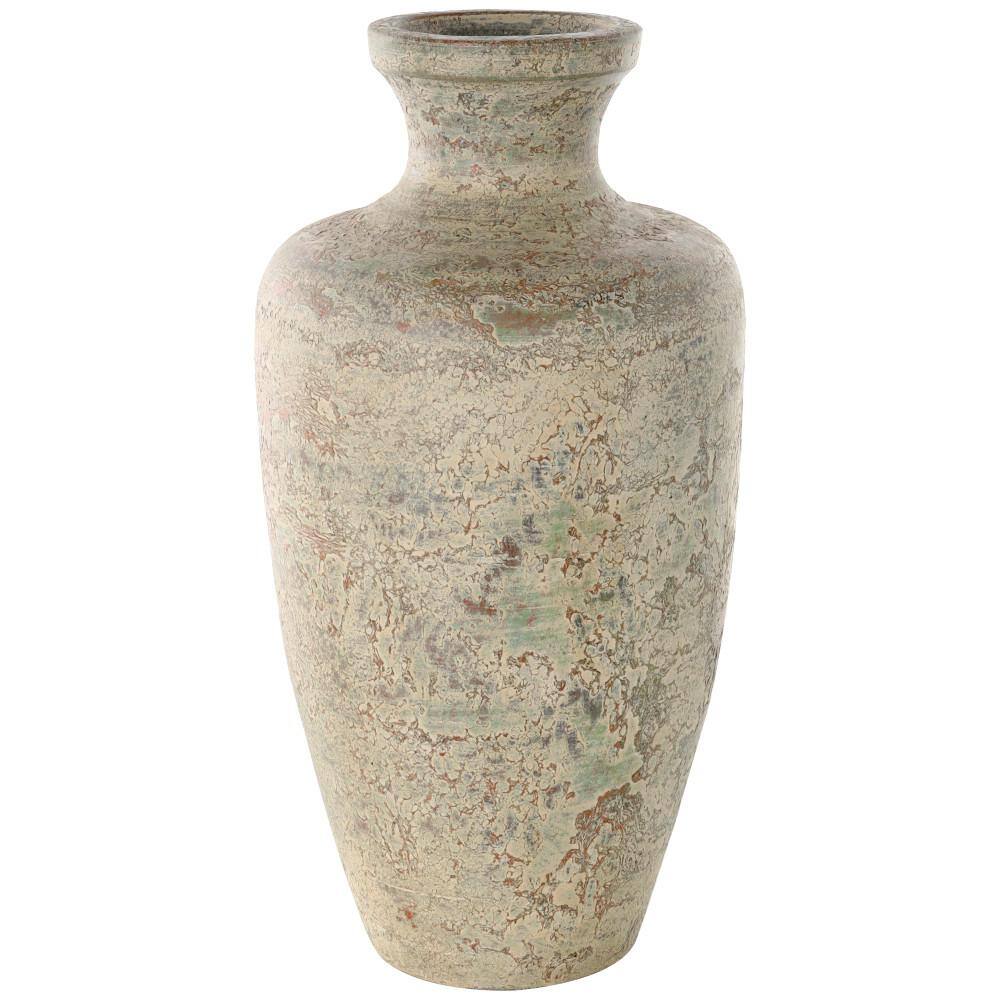 Rustic Cream and Brown Ceramic Urn Vase
