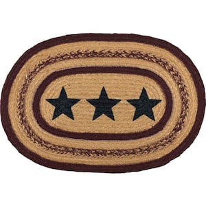 Potomac Stars 12 in. W x 18 in. L Tan Burgundy Navy Jute Oval Placemat Set of 6