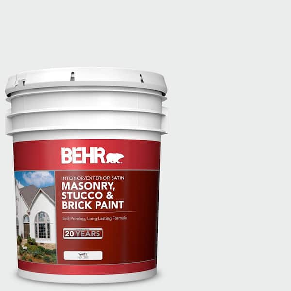 5 gal. #BWC-12 Vibrant White Satin Interior/Exterior Masonry, Stucco and Brick Paint