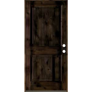 36 in. x 80 in. Rustic Knotty Alder 2 Panel Square Top Left-Hand/Inswing Black Stain Wood Prehung Front Door