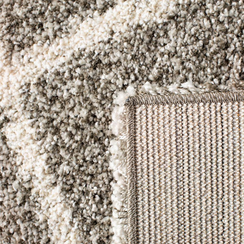 Grey and Ivory Diamond Shag Synthetic 10' x 14' Area Rug