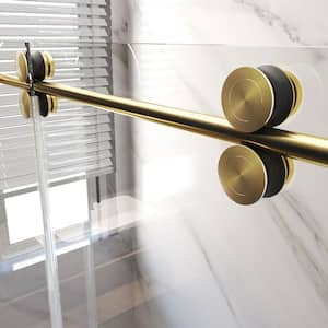 56-60 in. W x 76 in. H Sliding Frameless Shower Door in Brushed Gold Finish with 3/8 in. (10 mm) Tempered Glass