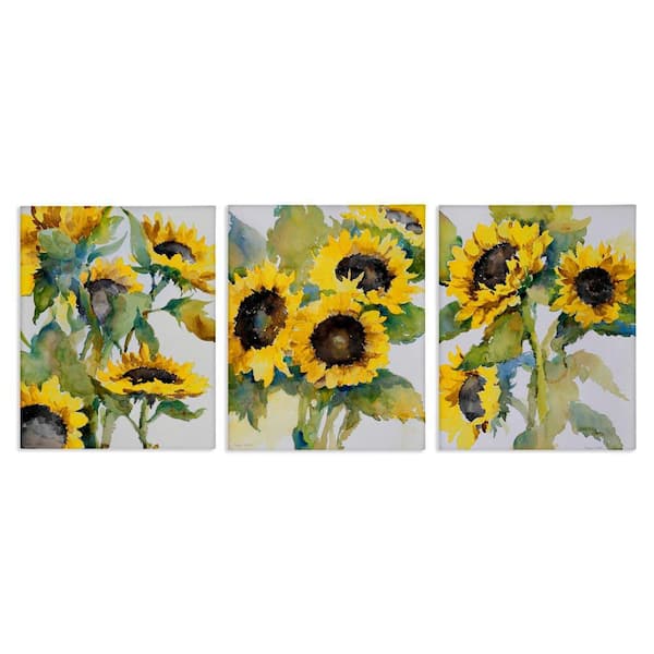 Blooming Country Sunflowers by Theresa Troise Heidel 3 Pieces Unframed Nature Graphic Art Print 20 in. x 16 in.