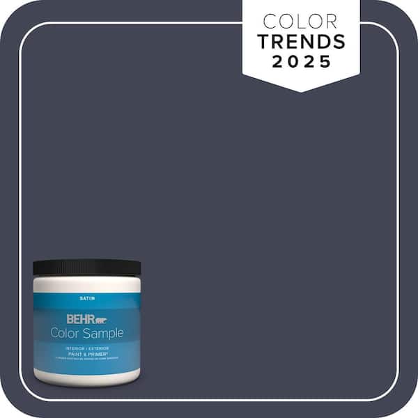BEHR PREMIUM PLUS 8 oz. #PPU15-19 Black Sapphire Satin Enamel Interior/Exterior Paint & Primer Color Sample