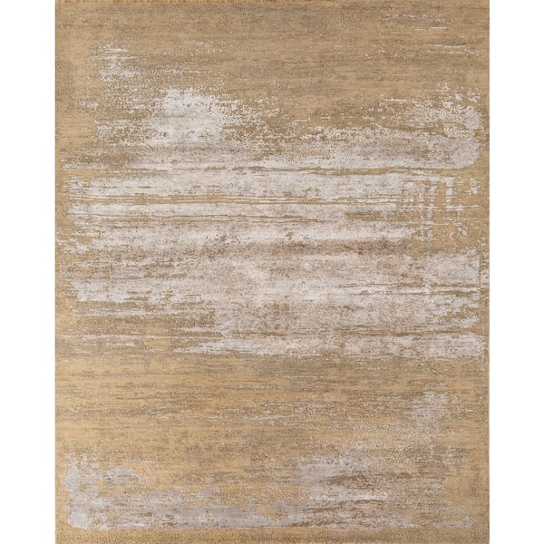 8 ft. x 10 ft. Beige Abstract Hand Knotted Area Rug