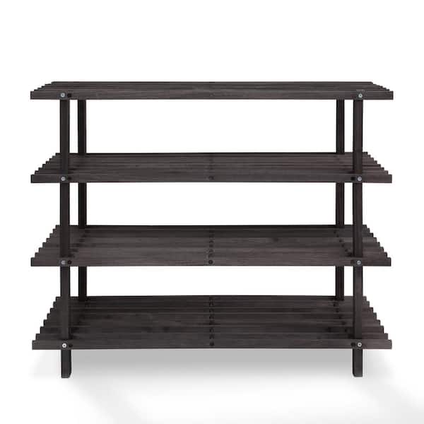 Furinno Pine Solid Wood Espresso Color 4-Shelf Multipurpose Rack