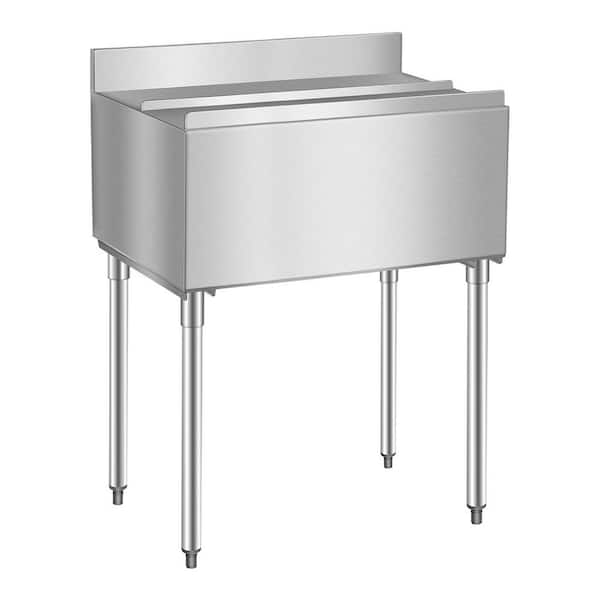 Commercial Ice Bin, 95.3 L Underbar Ice Chest, 35.9 x 19 x 37 in., Stainless Steel, Sliding Lid, Bottle Holders