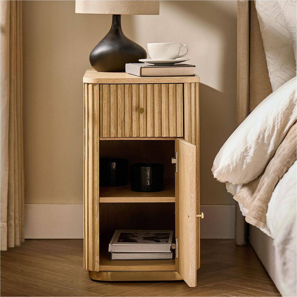 Ines 30 in. Natural Rectangle Wood End Table with Built-In Charging Station - thumbnail 8