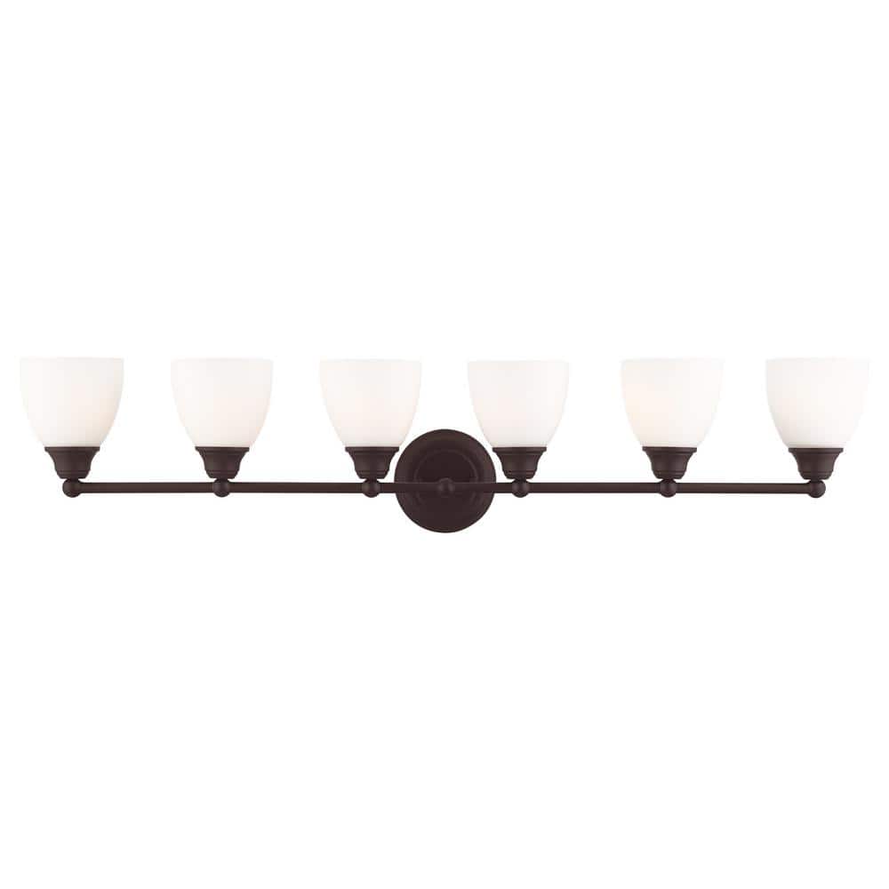 Somerville Bronze 6-Light Vanity with Satin Opal White Glass