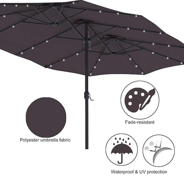 15 ft. Steel Patio Double-Side Market Umbrella with Base and