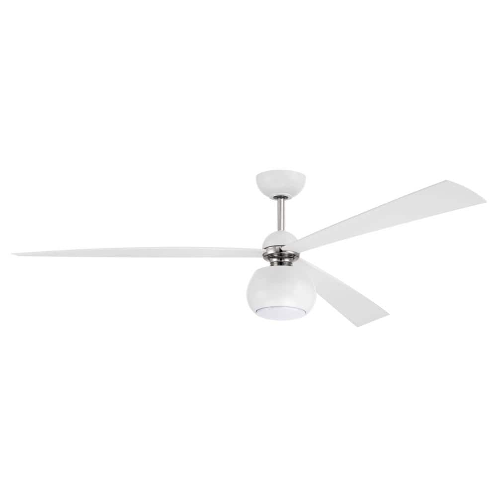 Otto 60 in. Indoor White/Nickel Ceiling Fan & Integrated LED Light Smart Wi-Fi Enabled Remote w/Voice Activation price history on PriceWatchPro