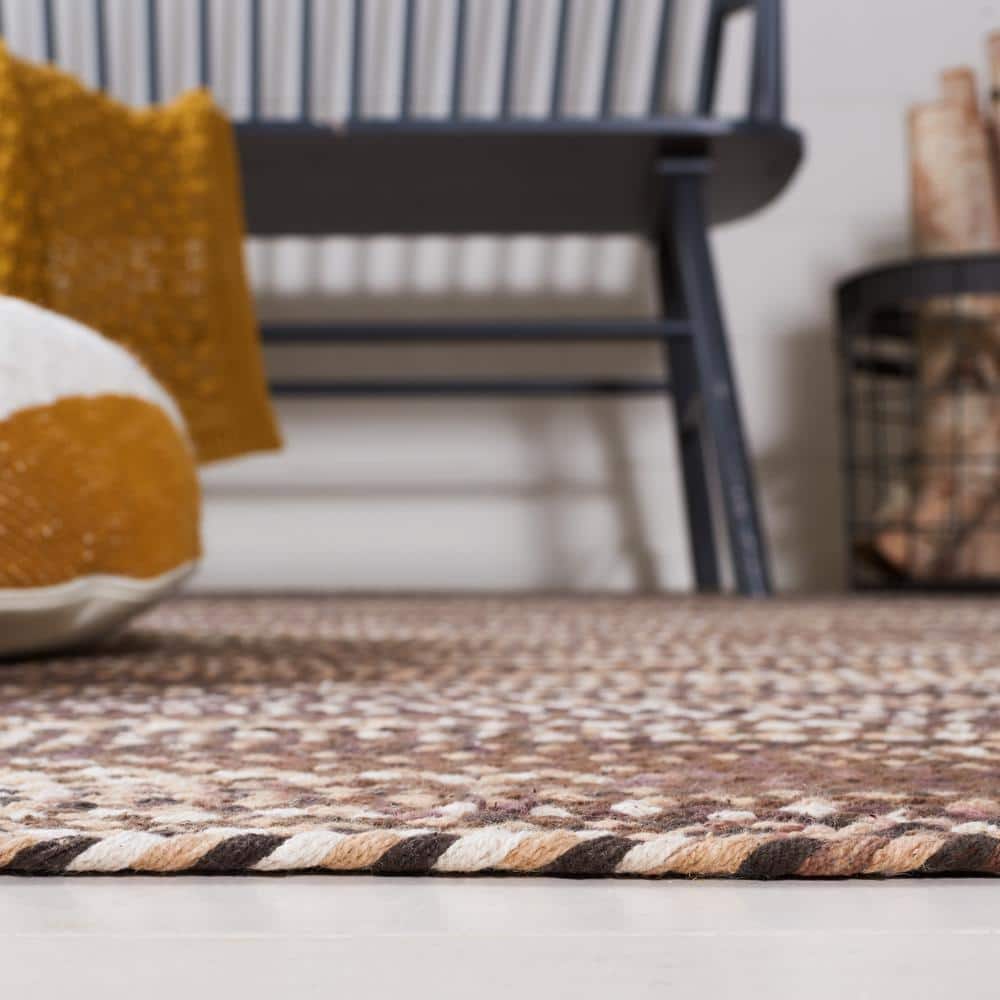 Handwoven Brown and Ivory Cotton Oval Rug 6' x 9'