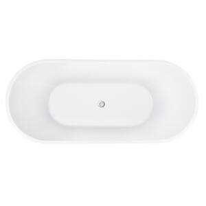 59 in. Acrylic Flatbottom Double Ended Bathtub Oval Contemporary Freestanding Soaking Bathtub in Blue