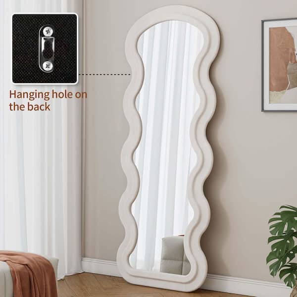 JUJABU White 23.6 in. W x 63 in. H Rectangle Wave Metal Full
