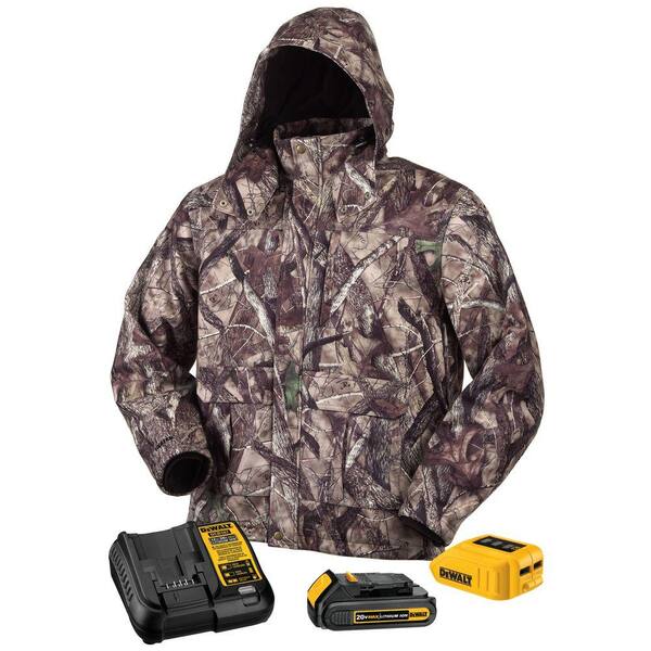 DEWALT Men's 2X-Large Camo 20-Volt/12-Volt MAX Heated Jacket Kit with 20-Volt Lithium-Ion MAX Battery and Charger