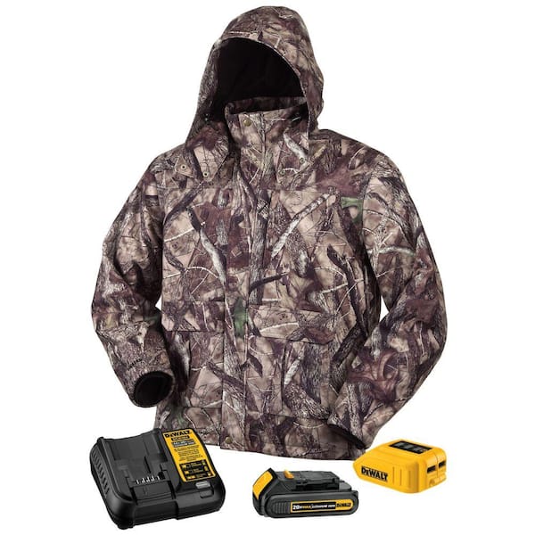 DEWALT Men's X-Large Camo 20-Volt/12-Volt MAX Heated Jacket Kit with 20-Volt Lithium-Ion MAX Battery and Charger