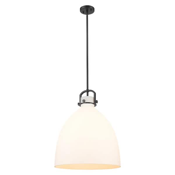 Newton Bell 100-Watt 1-Light Matte Black Shaded Mini Pendant Light with Painted Glass Shade