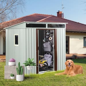 6 ft. W x 4.5 ft. D White Outdoor Metal Storage Shed with Transparent Plate and Windows (27 sq. ft.)