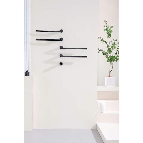 4-Towel Electric Heated Holders Stainless Steel Wall Mounted Plug-ln and Hardwire Towel Warmer Drying Timer in Black
