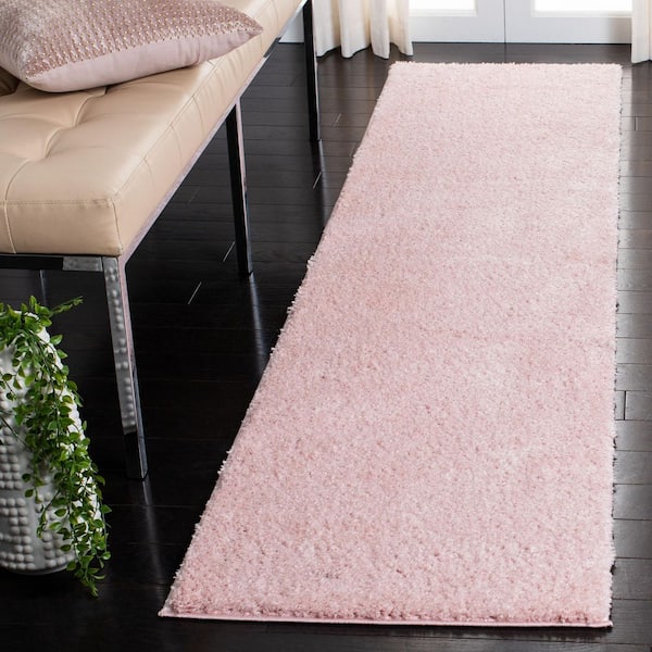 Decora Shaggy 2 ft. x 8 ft. Pink Flokati Solid Runner Rug