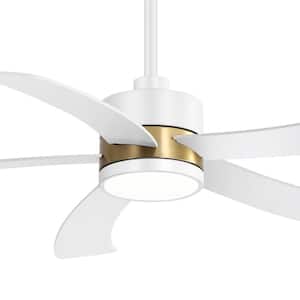 Anselm 52 in. Integrated LED Indoor White and Gold Ceiling Fan with Light and Remote Control Included