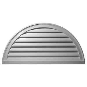 60 in. x 30 in. Half Round Primed Polyurethane Paintable Gable Louver Vent Non-Functional