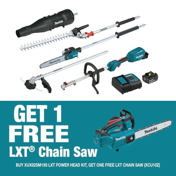 18V LXT Couple Shaft Power Head Kit w/Trimmer, Pole Saw, Hedge Trimmer & Blower Attach, 4.0Ah and LXT Brushless Chainsaw