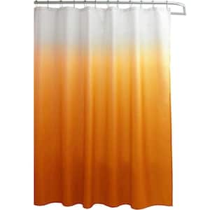 Washable 70 in. W x 72 in. L Fabric Textured Shower Curtain with 12-Easy Glide Metal Rings in Orange Ombre