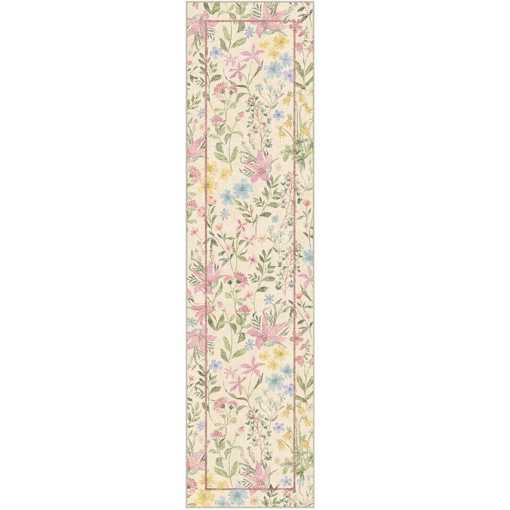 Pink Love Pink 2 ft. x 8 ft. Floral Washable Runner Rug price history on PriceWatchPro