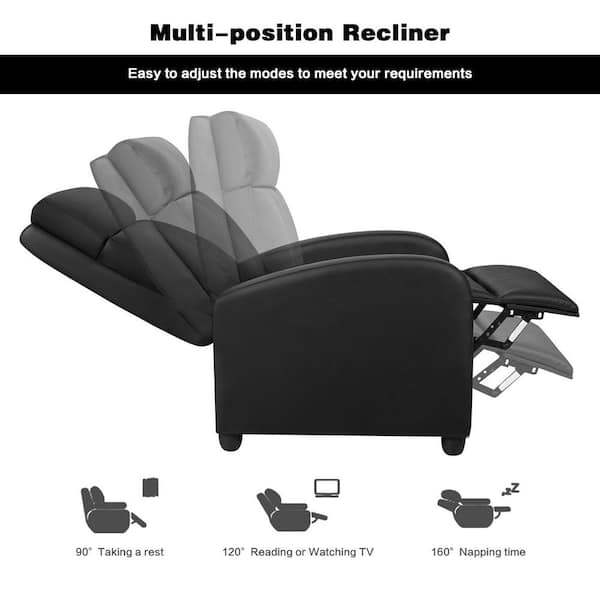 Latitude Run® Massage Recliner Chair, Recliner Sofa PU Leather For Adults,  Recliners Home Theater Seating With Lumbar Support, Reclining Sofa Chair  For Living Room (Dark Black, Leather)