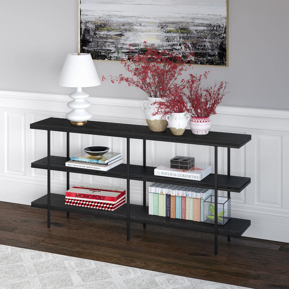 Harper 64'' Black Grain Console Table with Storage