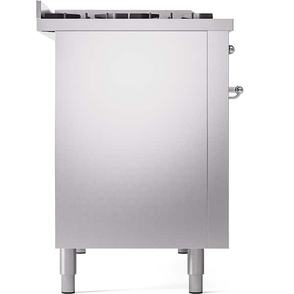 Nostalgie II 48 in. Dual Fuel Liquid Propane Range with 8-Burnerss, Griddle, Chrome Trim in Stainless Steel