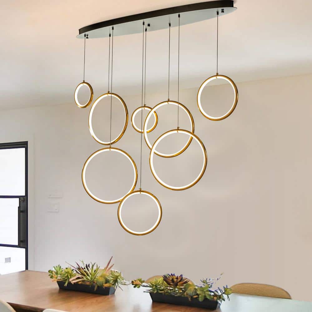 Wrought Studio Dinu Geometric LED Chandelier Dimmable 3 Ring Pendant Light  Dining Room & Reviews | Wayfair
