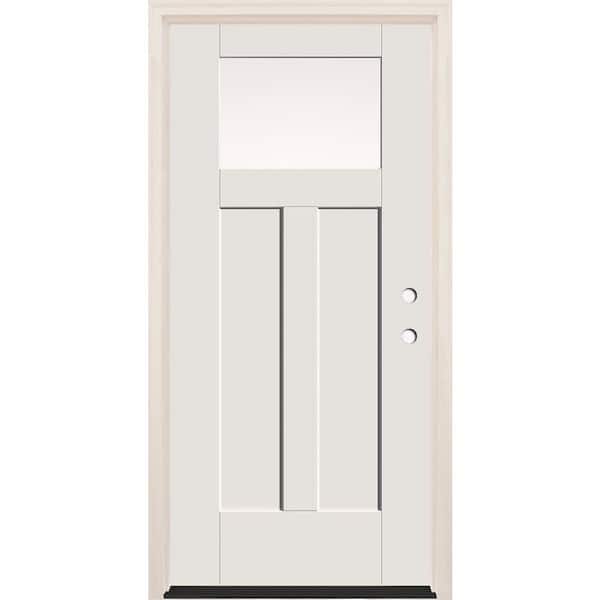 Builders Choice 36 in. x 80 in. Left Hand 1 Lite Unfinished Fiberglass Prehung Front Door with 6-9/16 in. Frame and Bronze Hinges