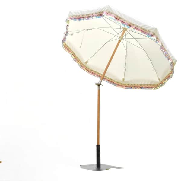 6 ft diameter patio umbrella Unbranded 6 ft. Round Market Outdoor Patio Umbrella 90 in. Beige Tassel  YES2849