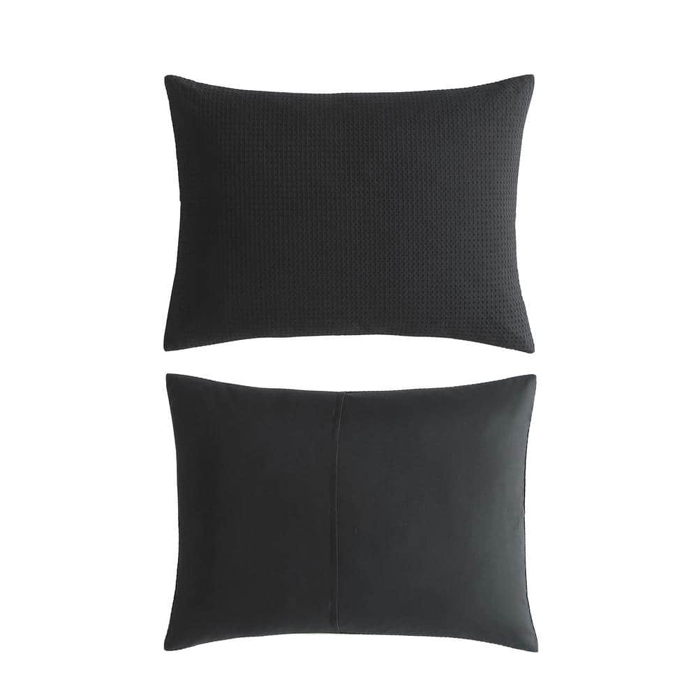 King Black Cotton Reversible Comforter Set with Shams